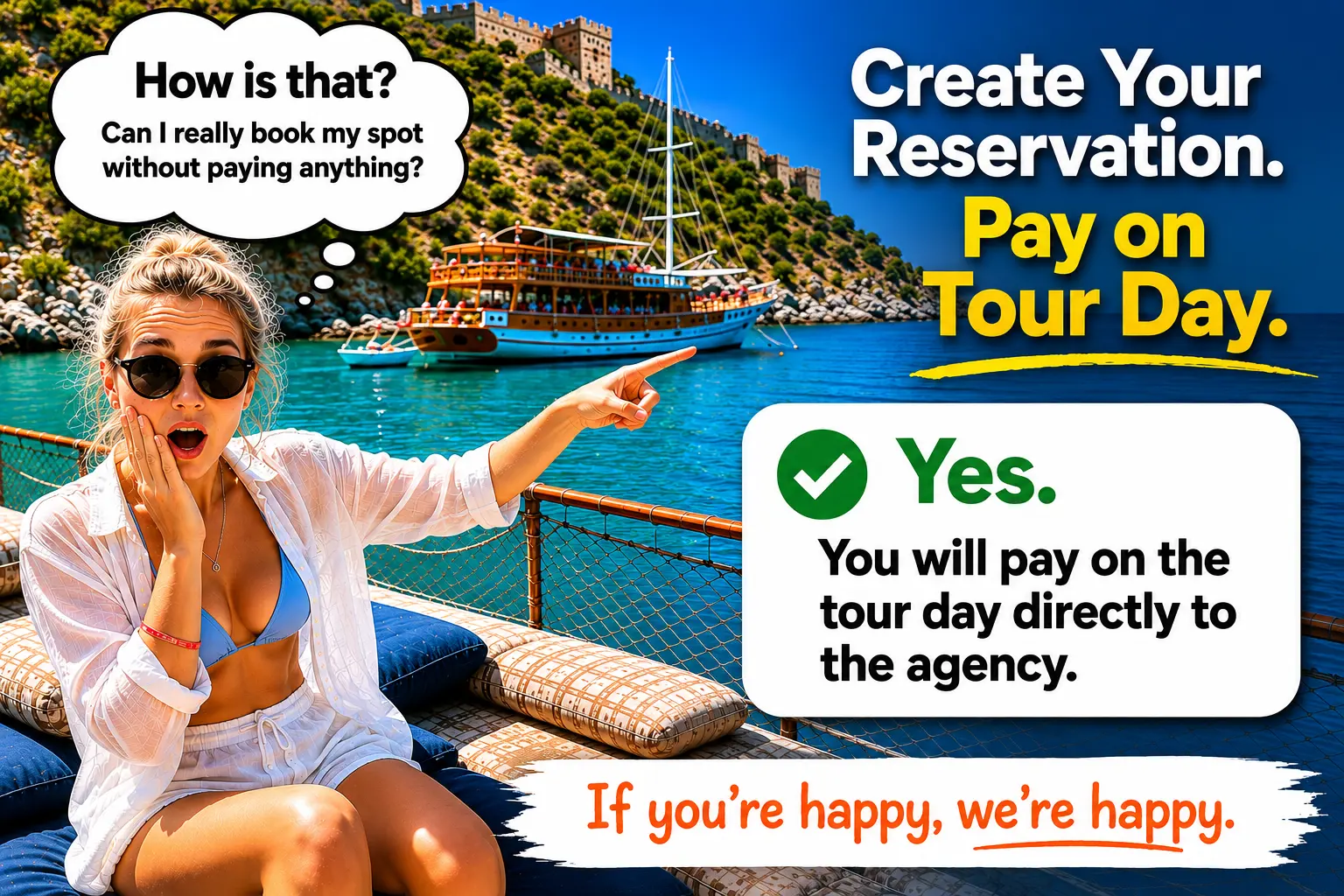 Book tours without a credit card or deposit
