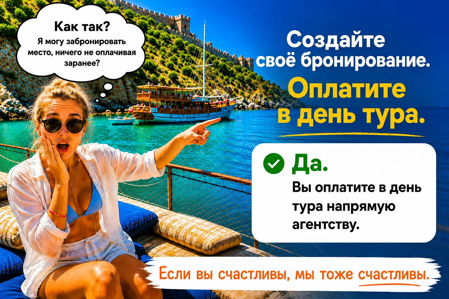 Бронируйте туры без кредитной карты и предоплаты