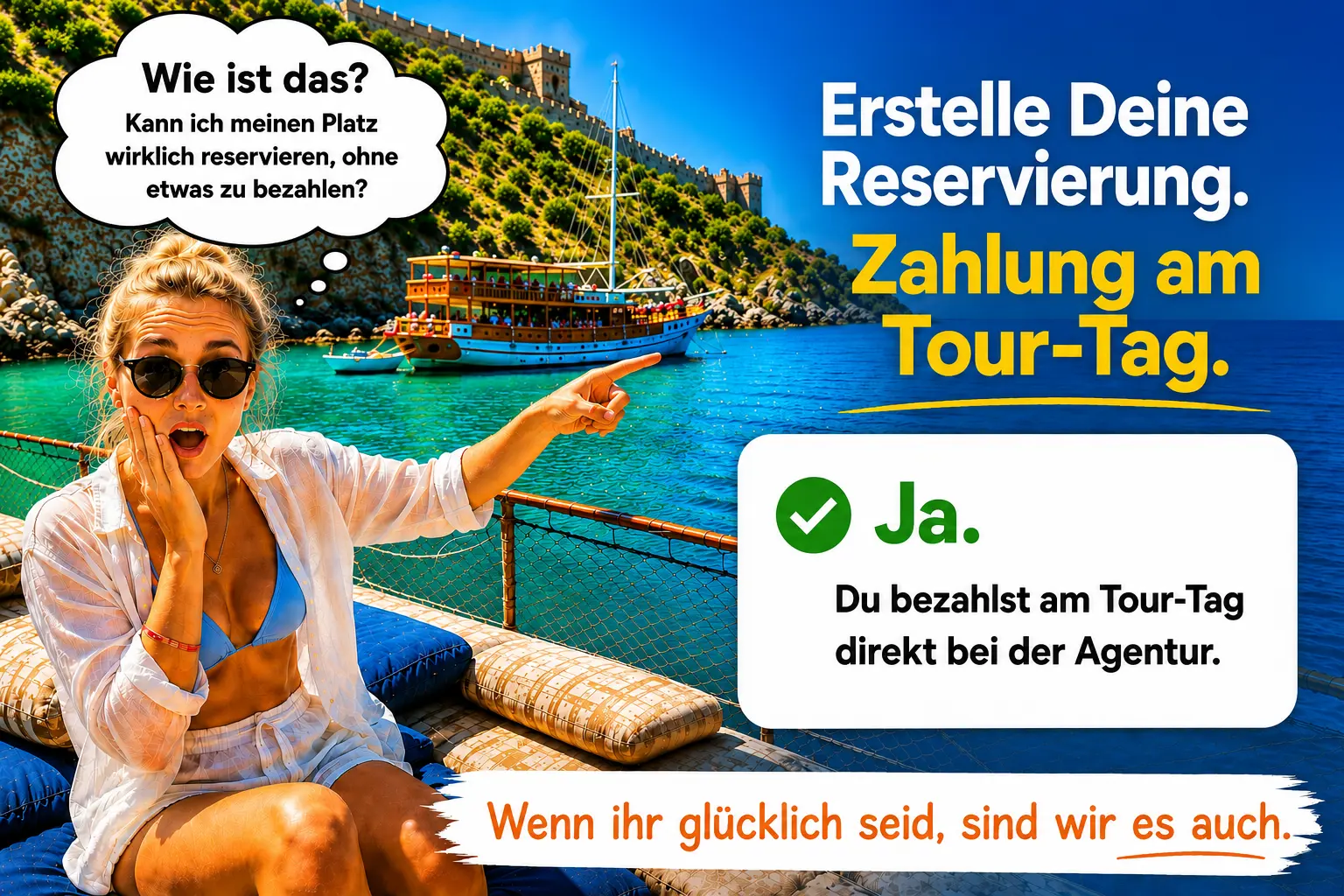 Touren ohne Kreditkarte und ohne Anzahlung buchen