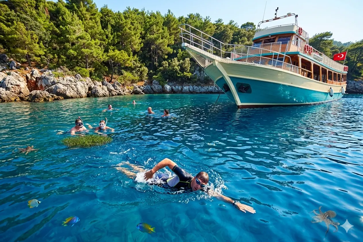 Bootstour in Marmaris mit BBQ-Mittagessen, Hoteltransfer und unbegrenzten Softdrinks. thumbnail