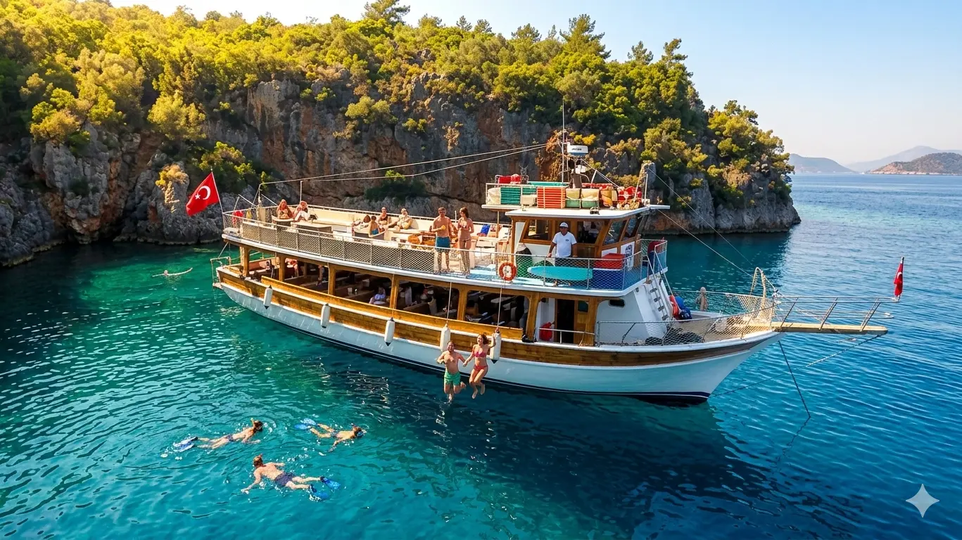 Bootstour in Marmaris mit BBQ-Mittagessen, Hoteltransfer und unbegrenzten Softdrinks. thumbnail